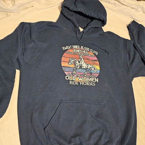 Only the strongest old women ride horses hoodie sweatshirt Equestrian L - Picture 1 of 6